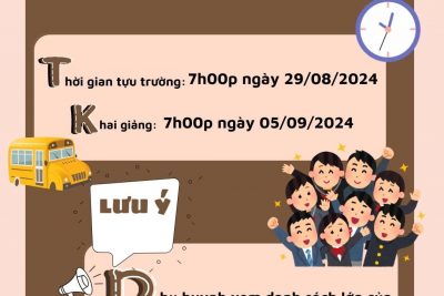 Thông báo lịch Tựu trường và Khai giảng Năm học 2024-2025. Trường Mầm non Hoa Hồng